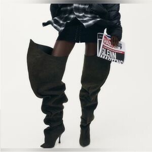 H&M Olive Over-the-Knee Boots